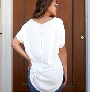 NEW White Modal Zip Up Back Tunic SEXY COMFY Large